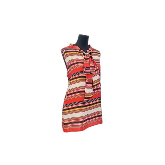Ann Taylor LOFT Multicolor Striped Tie-Neck Blouse XL - Picture 3 of 8